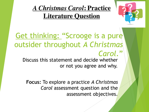 English Literature Scrooge as an Outsider Practice Question PowerPoint A Christmas Carol