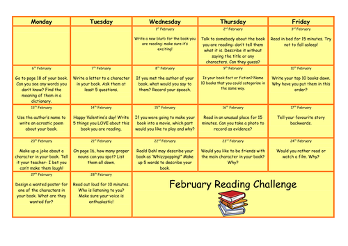 February reading challenge - Year 5/6