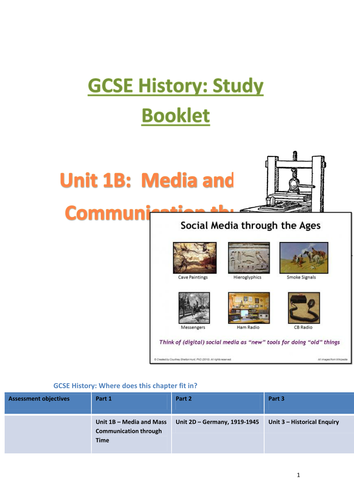Revision Booklet Media and Mass Communication through Time (AQA)