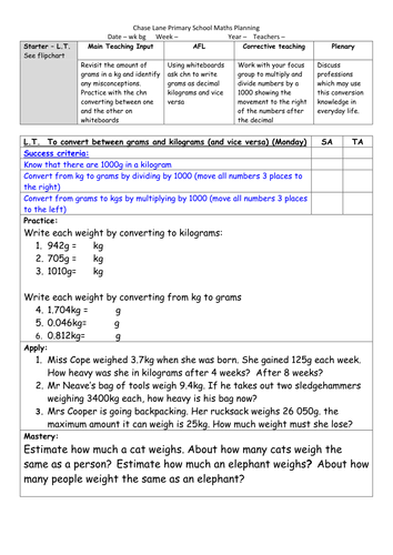 Year 6 Autumn 1 week 6 - converting measures