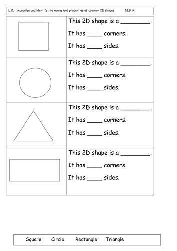 Year 1 2d Shape Naming And Properties Teaching Resources