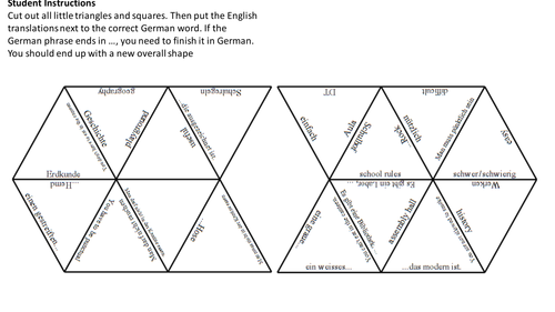 Die Schule - School cut out puzzle for GCSE