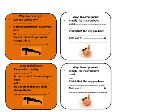 Challenge & Compliment Cards - Great for plenaries or to consolidate learning