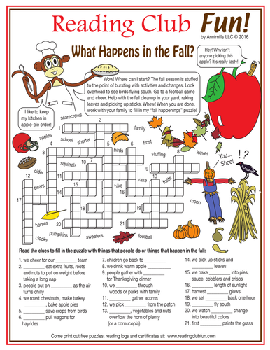 fall crossword puzzle