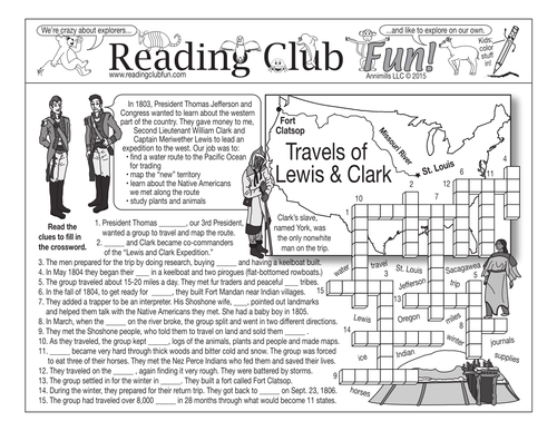 Lewis & Clark United States Expedition Set - Two Page Activity Set and Word Search Puzzle