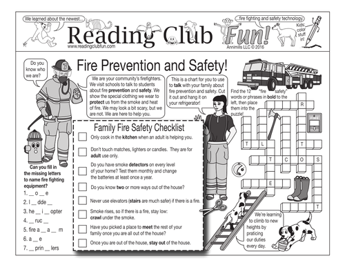 Fire Prevention and Safety Two-Page Activity Set