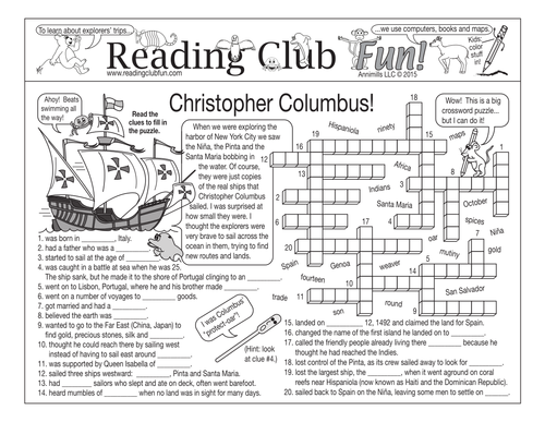 Christopher Columbus Two-Page Activity Set