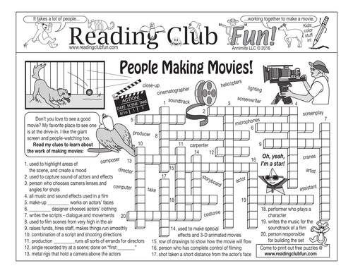 The Work of Making Movies Two-Page Activity Set