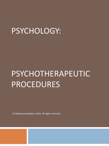 Psychology: Psychotherapeutic Procedures