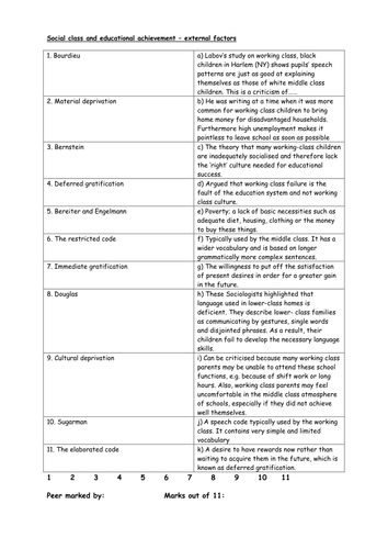 Social class and education mix and match activity