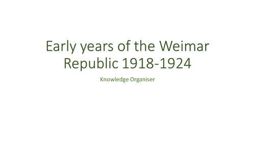 Knowledge Organiser: Early Years of the Weimar Republic