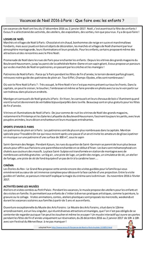 Speaking and reading - les vacances de Noël