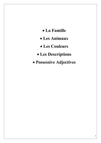 French Family Worksheets