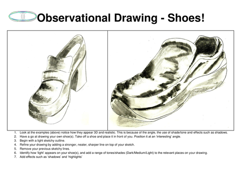 Ks3 Shoe Drawing worksheet