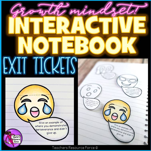 Growth Mindset Emoji Interactive Notebook Exit Tickets - editable!
