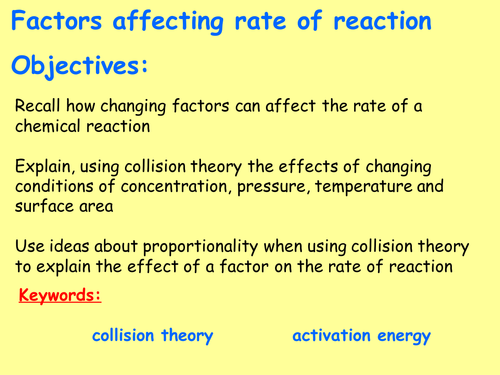AQA C6.2 (New GCSE Spec 4.6 - exams 2018) – Collision theory and factors affecting rate of reaction
