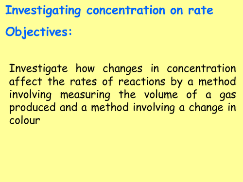 AQA C6.3 (New GCSE Spec 4.6 - exams 2018) – Concentration and rate of reaction (Required practical 5