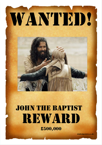 John the Baptist Wanted Poster Template - Lesson Starter / Poster