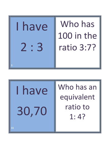 Ratio Loop Cards Activity