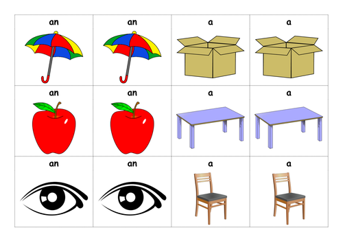 Go Fish ESL Kids Game - A/An