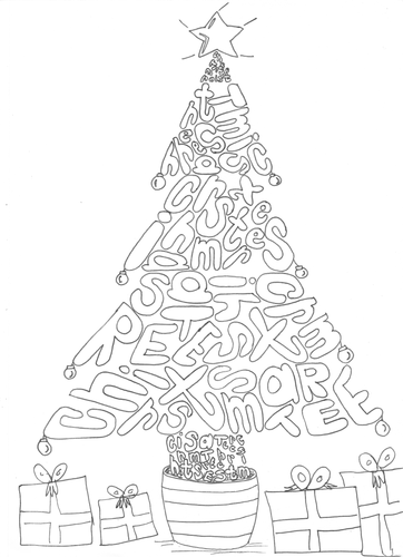 Christmas Tree Colouring Word Sheet