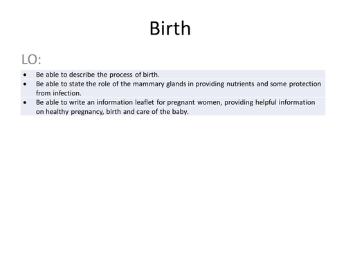 KS3 reproduction birth