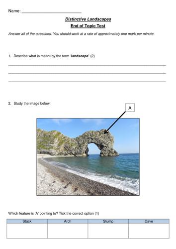 End-of-Topic-Test - Distinctive Landscapes - OCR GCSE