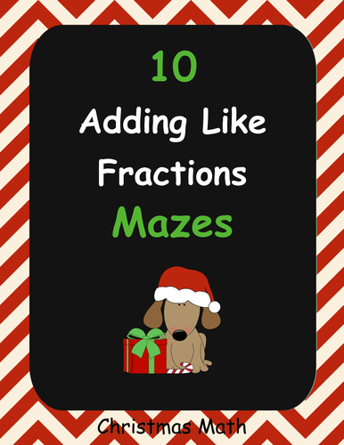 Christmas Math: Adding Like Fractions Maze
