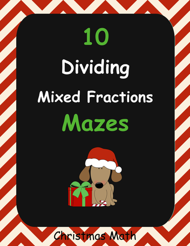 Christmas Math: Dividing Mixed Fractions Maze