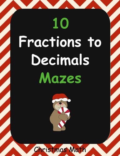 Christmas Math: Fractions to Decimals Maze