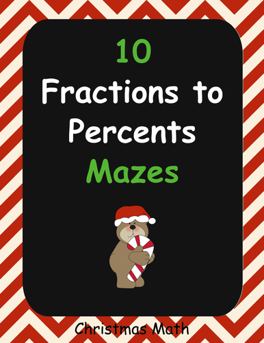 Christmas Math: Fractions to Percents Maze