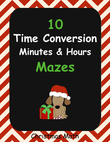 Christmas Math: Time Conversion Maze - Minutes (min) and Hours (h).