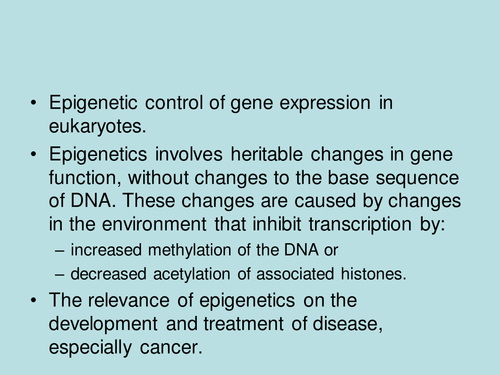 Epigenetics AQA Biology A Level