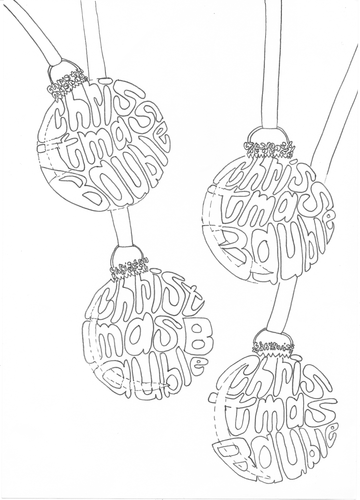 Christmas Baubles Colouring Words Worksheet