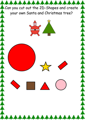 Christmas 2-D Shape Pictures to cut out and make