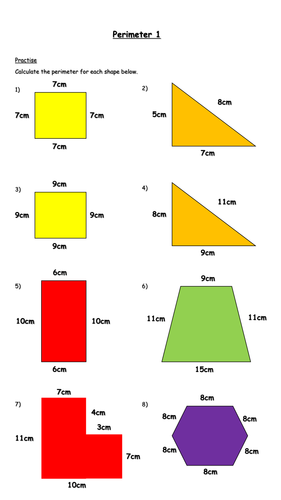 math for shapes 1 grade worksheets Calculating krisgreg30 (Year Worksheet Perimeter 6) by