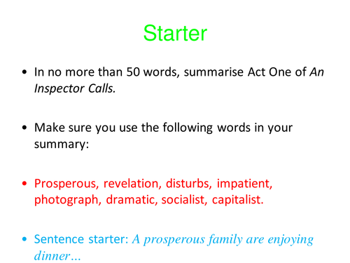 AN INSPECTOR CALLS - ACT TWO - MRS BIRLING & SHEILA - NEW 1-9 GCSE COURSE