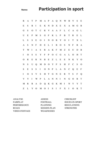 Level 2 sport worksheet