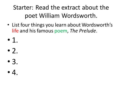 THE PRELUDE - AQA ENGLISH LITERATURE - NEW 1-9 SPEC