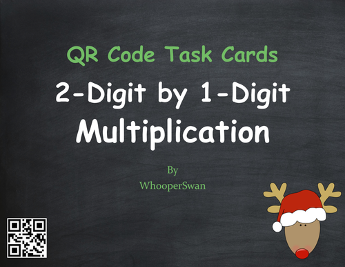 Christmas Math: 2-Digit by 1-Digit Multiplication QR Code Task Cards