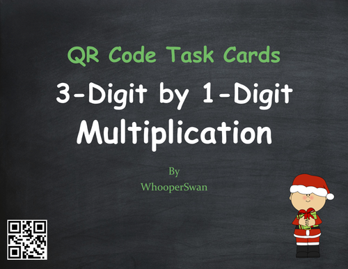 Christmas Math: 3-Digit by 1-Digit Multiplication QR Code Task Cards