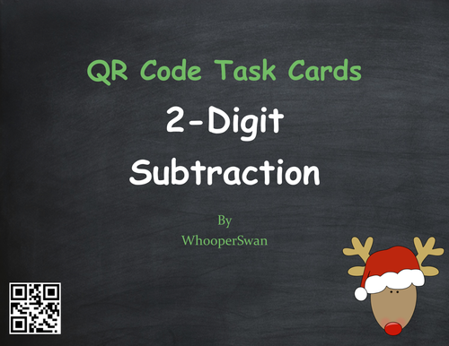 Christmas Math: 2-Digit Subtraction QR Code Task Cards