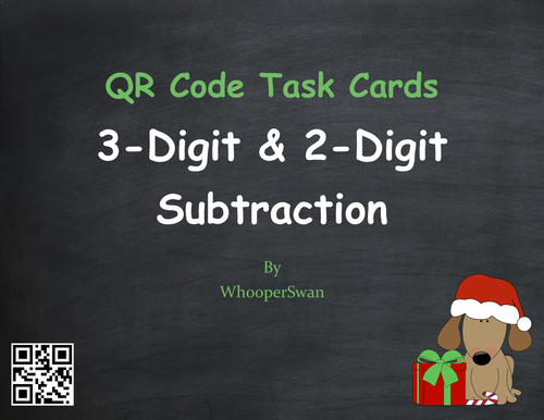 Christmas Math: 3-Digit and 2-Digit Subtraction QR Code Task Cards