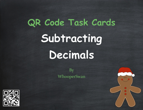 Christmas Math: Subtracting Decimals QR Code Task Cards