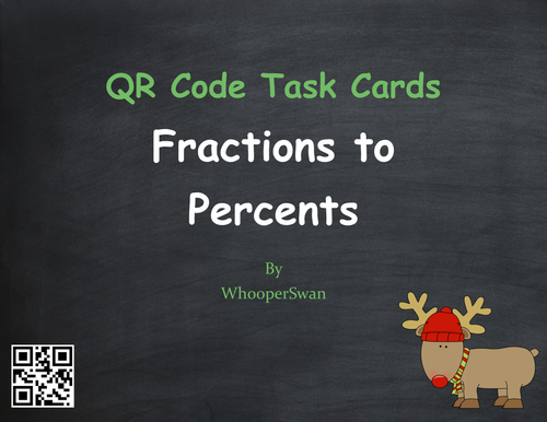 Christmas Math: Fractions to Percents QR Code Task Cards