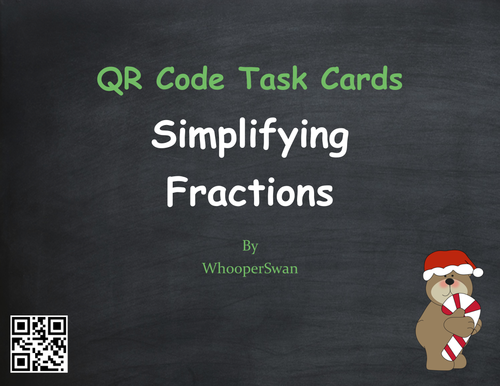 Christmas Math: Simplifying Fractions QR Code Task Cards