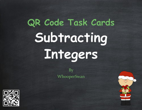 Christmas Math: Subtracting Integers QR Code Task Cards