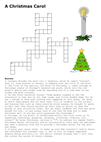 A Christmas Carol Crossword by sfy773 Teaching Resources