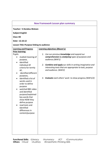 KS3 Oustanding Lesson Unit on Writing to Review