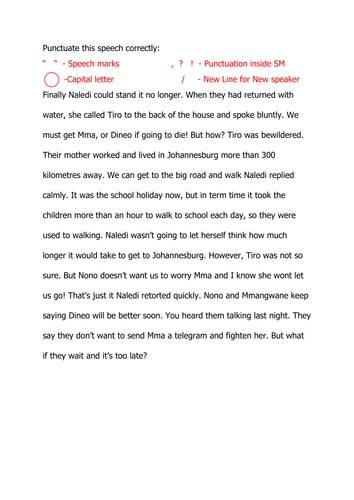 Punctuate speech accurately Y4/5